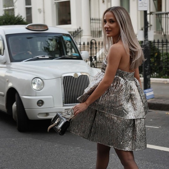 Amylynn Sara Strapless Brocade Ruffle Mini Dress - Picture 3 of 16